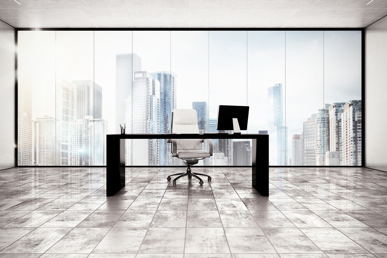 luxury executive office with city view window